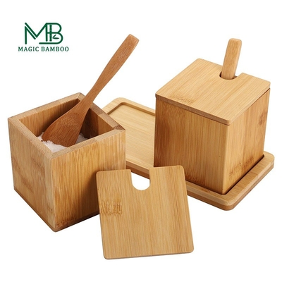Прямо из коробки с пряностями из натуральной бамбуковой соли 17x7.1x8.2 см с ложкой на крышке и подносом