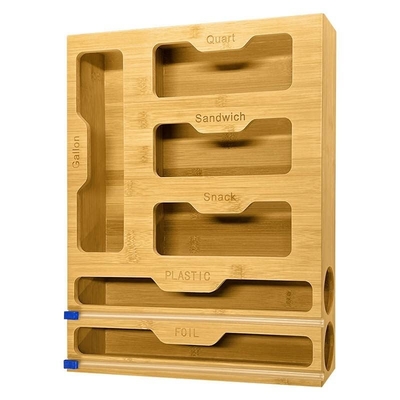 Бамбуковый 6 в 1 Ziplock Bag Storage Organizer с резчиком функциональный дизайн одноуровневый