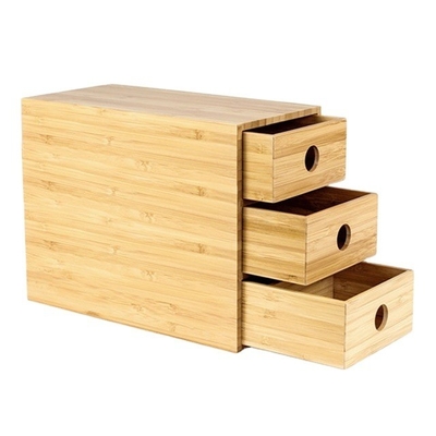 100% Solid Bamboo 3-Drawer Chest Storage Office Supplies Desk Organizer for Sundries Офисные принадлежности
